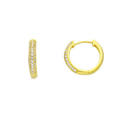 Boucles d'oreilles créoles en argent avec zircone plaqué or